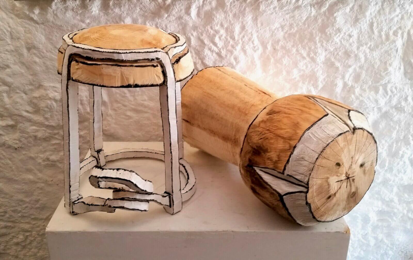 Drahtkorb und Sektkorken - Eiche gefassst